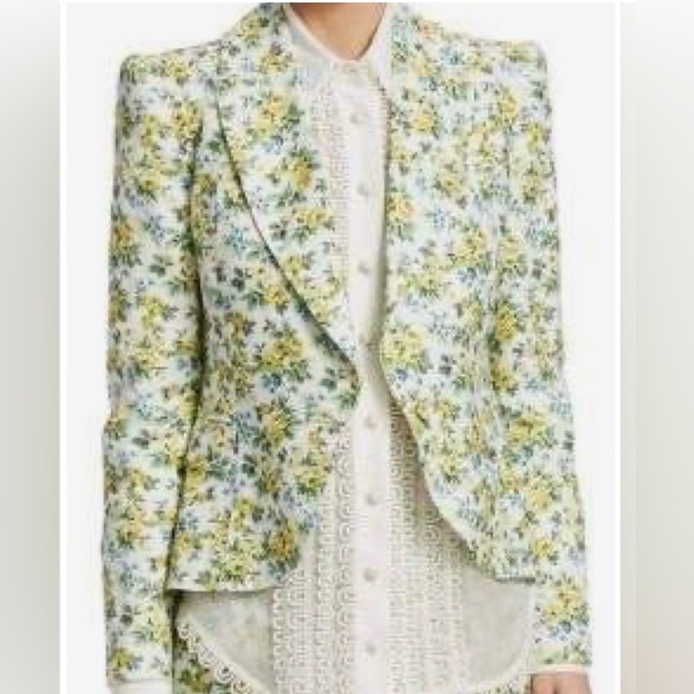 Zimmermann Floral Tailored Blazer AU 1 (US 4) Structured Spring Jacket